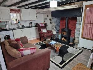 Tanygrisiau的住宿－TY Kate cosy cottage，带沙发和壁炉的客厅