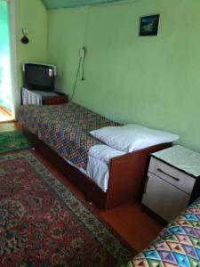 a room with two beds and a tv in it at Syimyk Guest House in Dzhergalan