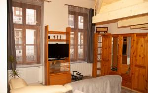 Televízia a/alebo spoločenská miestnosť v ubytovaní Western apartman