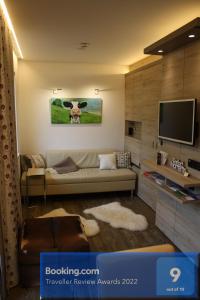 TV a/nebo společenská místnost v ubytování Design-Appartement Jochberg
