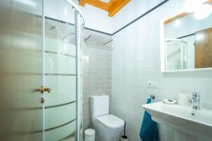 a bathroom with a shower and a toilet and a sink at Casa Calero in Vezdemarbán