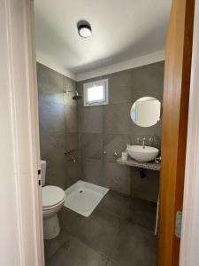 マラルグエにある3H MALARGÜE Monoambienteのバスルーム(トイレ、洗面台付)