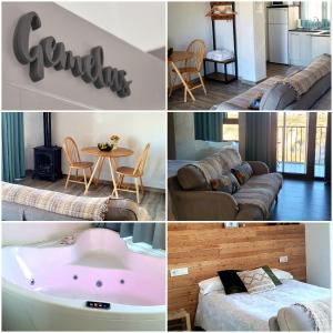 Postel nebo postele na pokoji v ubytování Casas Rurales Maribel - Complejo Moradas del Cerro 2 - Suites con Jacuzzi en Alcalá del Júcar