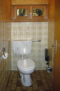 a bathroom with a white toilet in a tiled room at holiday home Schneider, Rinchnach in Rinchnach