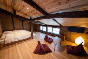 an overhead view of a bedroom in a cabin at Obama Machiya Stay in Obama