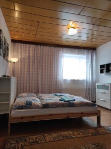 um quarto com uma cama e uma janela em Hotel Tatrania em Stará Lesná