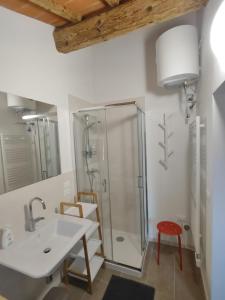 a bathroom with a sink and a shower at CorteZecchina in Piove di Sacco