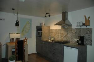 a kitchen with a sink and a counter top at Aangenaam Texel 2 in De Koog