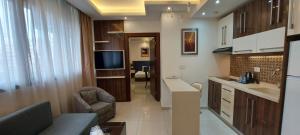 Kuchyň nebo kuchyňský kout v ubytování Palm Ville Suites