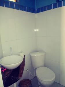 a bathroom with a toilet and a sink at Pousada Casa Mágica -Taipu de Fora in Barra Grande