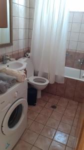 a bathroom with a toilet and a sink and a shower at ILIANA.APARTMENTS in Kardamaina