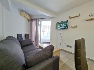 ベニドルムにあるApartamento Narceaのソファとテレビのあるリビングルーム