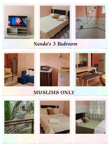 uma colagem de fotografias de um quarto de hotel em Nenda's Laguna Homestay em Porto Dickson