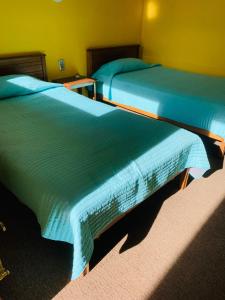 two beds sitting next to each other in a room at Hospedaje in Osorno