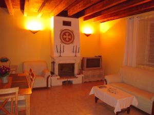 uma sala de estar com um sofá e uma lareira em Gite Syrah for 6 people in the heart of the vineyard em Badens