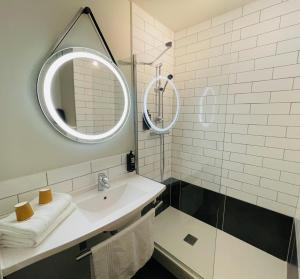 uma casa de banho com um lavatório e um espelho em ibis Gap Centre em Gap