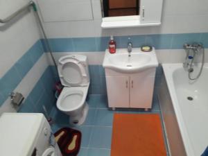 ラメンスコエにあるКвартиры в Раменскомの小さなバスルーム(洗面台、トイレ付)