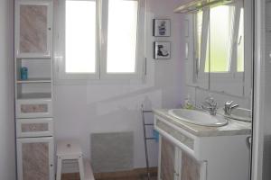 a bathroom with a sink and a mirror at Holiday Home in Plouarzel near Sandy Beach in Plouarzel +21 photos