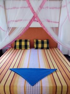 a bedroom with a bed with a mosquito net at Villa Maleena in Hikkaduwa
