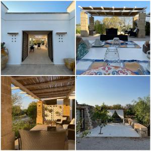 a collage of four pictures of a house at Tenuta La Milogna in Gallipoli