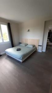 une chambre avec un lit dans une pièce avec une fenêtre dans l'établissement LA Maison D'AGEN, à Boé