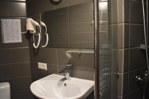 a bathroom with a sink and a shower at Lea Guest House in Tbilisi City +79 photos