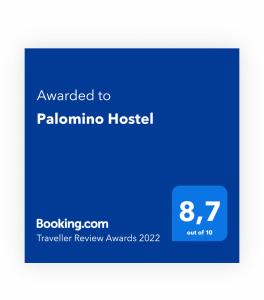 Majutusasutuses Palomino Hostel olev sertifikaat, autasu, silt või muu dokument