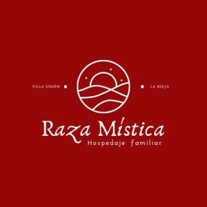 un logo bianco su sfondo rosso con noce di aarma di Hospedaje Familiar Raza Mistica a Villa Unión