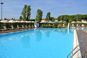 a large blue swimming pool with chairs and umbrellas at Apartment in Vada near restaurants in La Cinquantina
