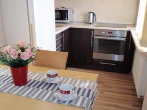 Köök või kööginurk majutusasutuses Central Cietokšņa Street Apartment