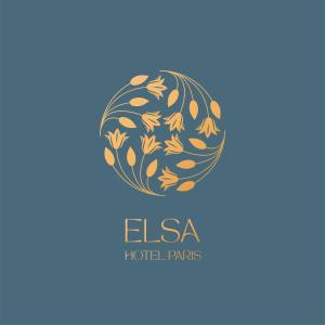 een logo voor een hotel in de vorm van een ei met een bloemenpatroon bij ELSA, Hôtel Paris in Parijs
