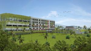 an architectural rendering of a building with a field and trees at Tahuna Beach Hotel and Resort in Taruna