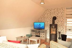 Televisyen dan/atau pusat hiburan di Ferienwohnung in Wyk auf Foehr
