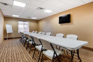 a conference room with a long table and chairs at Comfort Suites in La Vista