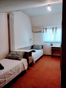 een hotelkamer met 2 bedden en een raam bij Hostel Boutique PASO in Mendoza