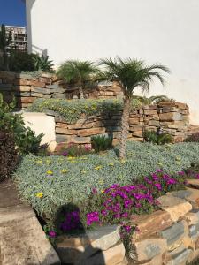 A garden outside Manilva Townhouse with spectacular views of Gibraltar