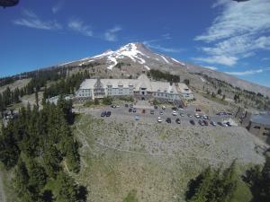 a mountain range with a mountain range at Timberline Lodge in Government Camp