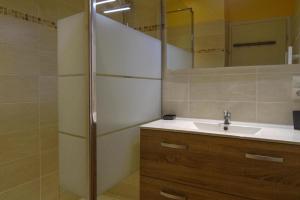 a bathroom with a sink and a shower at Holiday Home in Damgan near Sandy Beaches in Damgan +16 photos