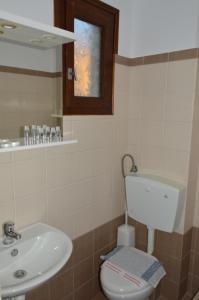 a bathroom with a toilet and a sink at Pansion Katerina in Skiathos