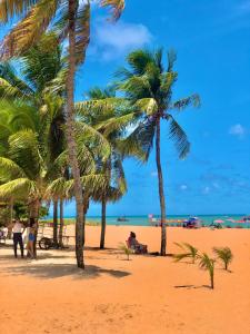 Grupa palm na plaży w obiekcie FLAT 134 - Imperial Flat Tambaú Nobile, beira-mar em João Pessoa w mieście João Pessoa +35 zdjęć