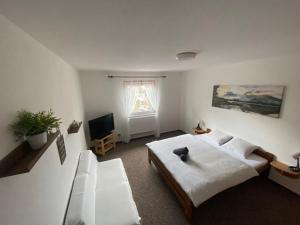 TV a/nebo společenská místnost v ubytování Je-sen, ubytování na horách s bazénem a infrasaunou