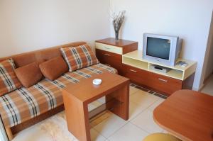 a living room with a couch and a tv at Apartmani Kristiana in Jezera