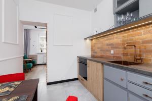 Kuchnia lub aneks kuchenny w obiekcie Apartments Osiedle Szkolne Cracow by Noclegi Renters