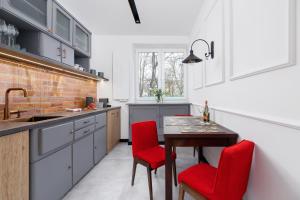 Kuchnia lub aneks kuchenny w obiekcie Apartments Osiedle Szkolne Cracow by Noclegi Renters