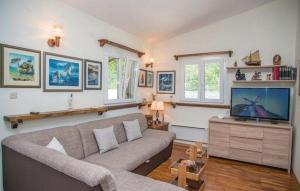ein Wohnzimmer mit einem Sofa und einem Flachbild-TV in der Unterkunft House Villa Tone in Vrgorac