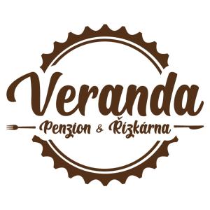 a sign for a restaurant with the word veranda andretti and a frame at Penzion & Řízkárna in Frýdek-Místek