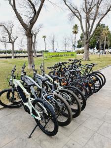 a bunch of bikes parked in a row in a park at Koper step to the sea in Koper