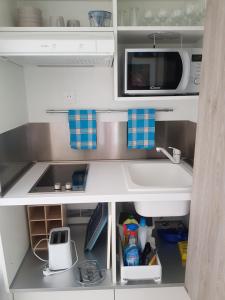 Kuchyňa alebo kuchynka v ubytovaní GRAND studio VUE MER avec réservoir d'eau