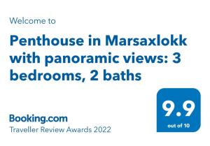 Сертификат, награда, вывеска или другой документ, выставленный в Penthouse in Marsaxlokk with panoramic views: 3 bedrooms, 2 baths