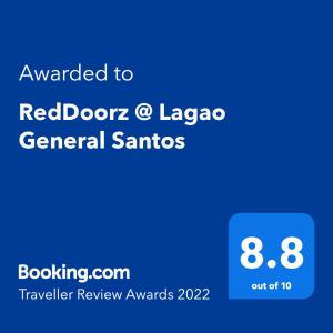 Sertifikat, nagrada, logo ili drugi dokument prikazan u objektu RedDoorz @ Lagao General Santos